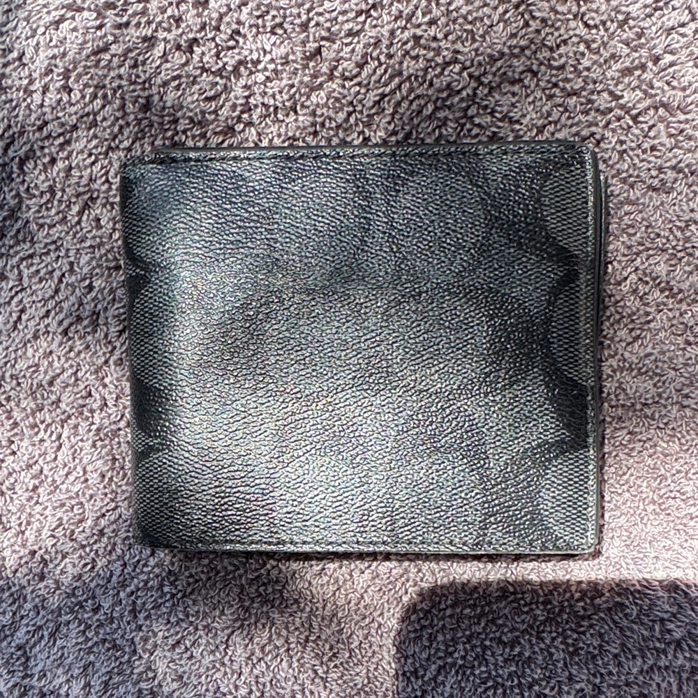 Coach Black Textured Leather Card Holder